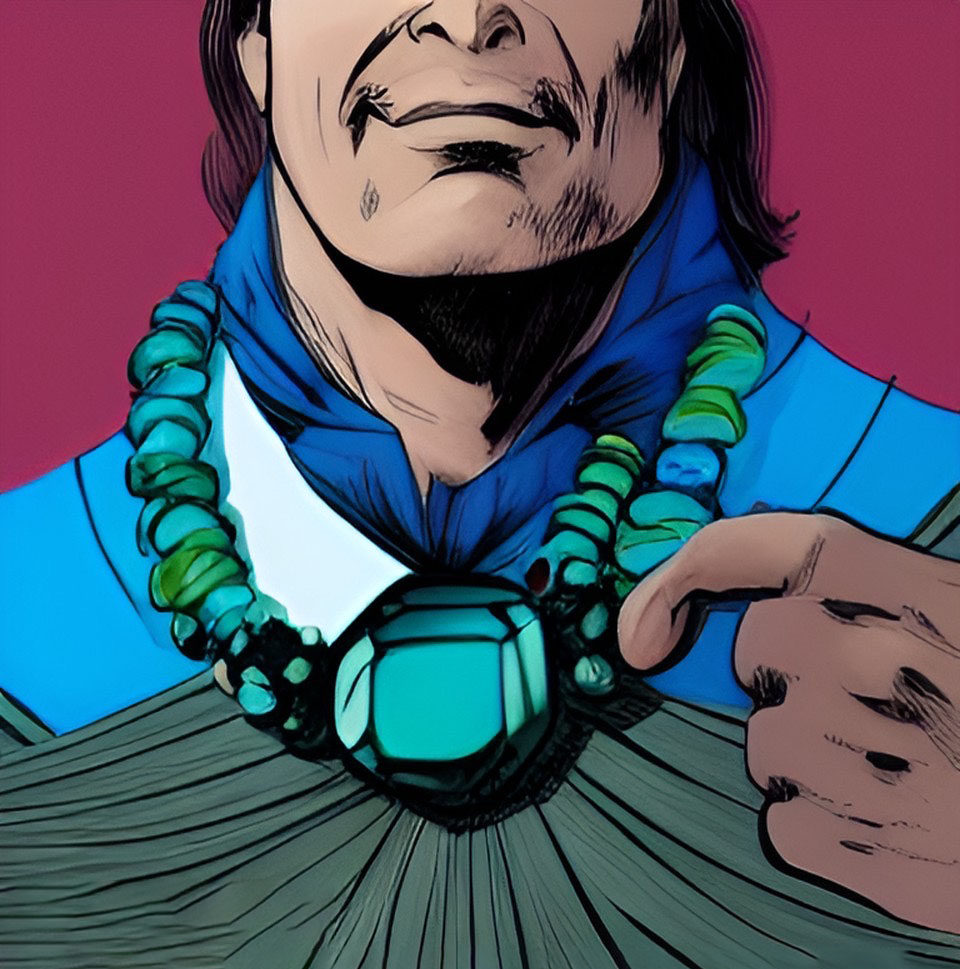 Colar de Turquesa em Retrato Estilizado