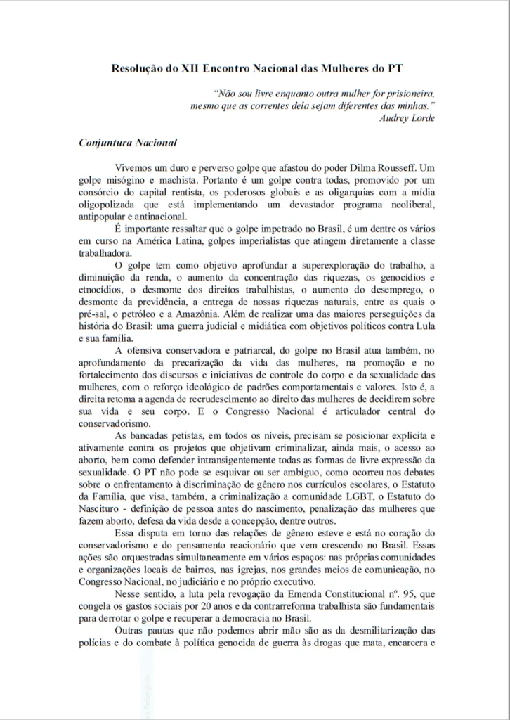 12º Encontro Nacional de Mulheres do PT