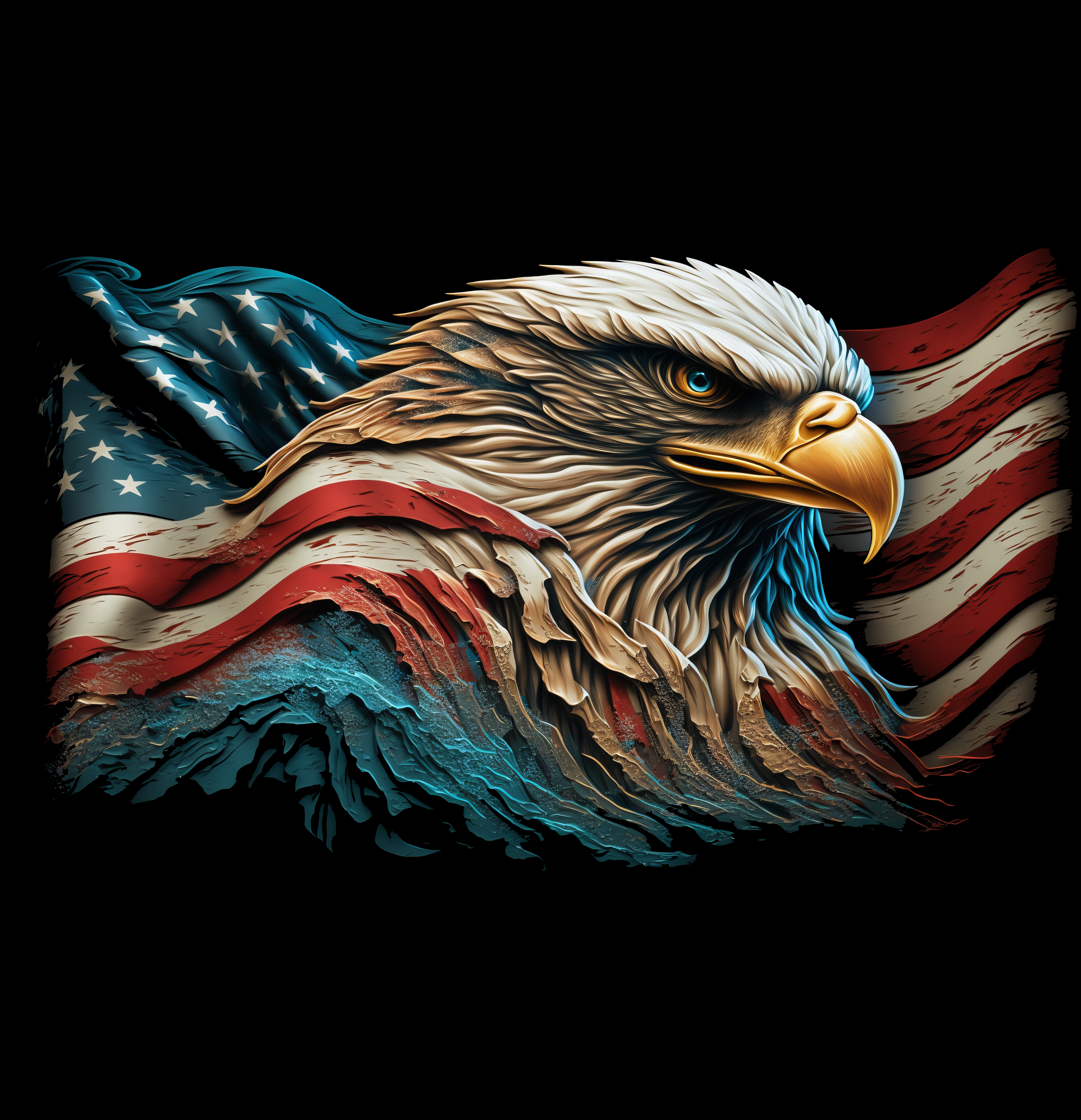 Águia Americana e Bandeira: Força e Liberdade