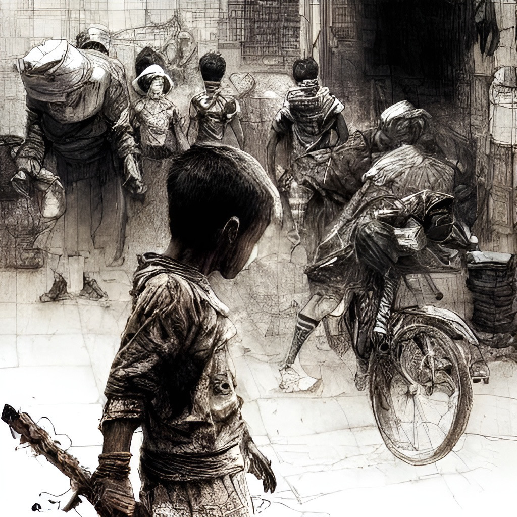 Criança Observa o Cotidiano de Luta Urbana