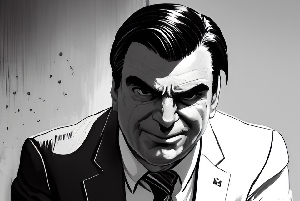 Retrato Intenso: Homem com Olhar Severo em Estilo Gráfico