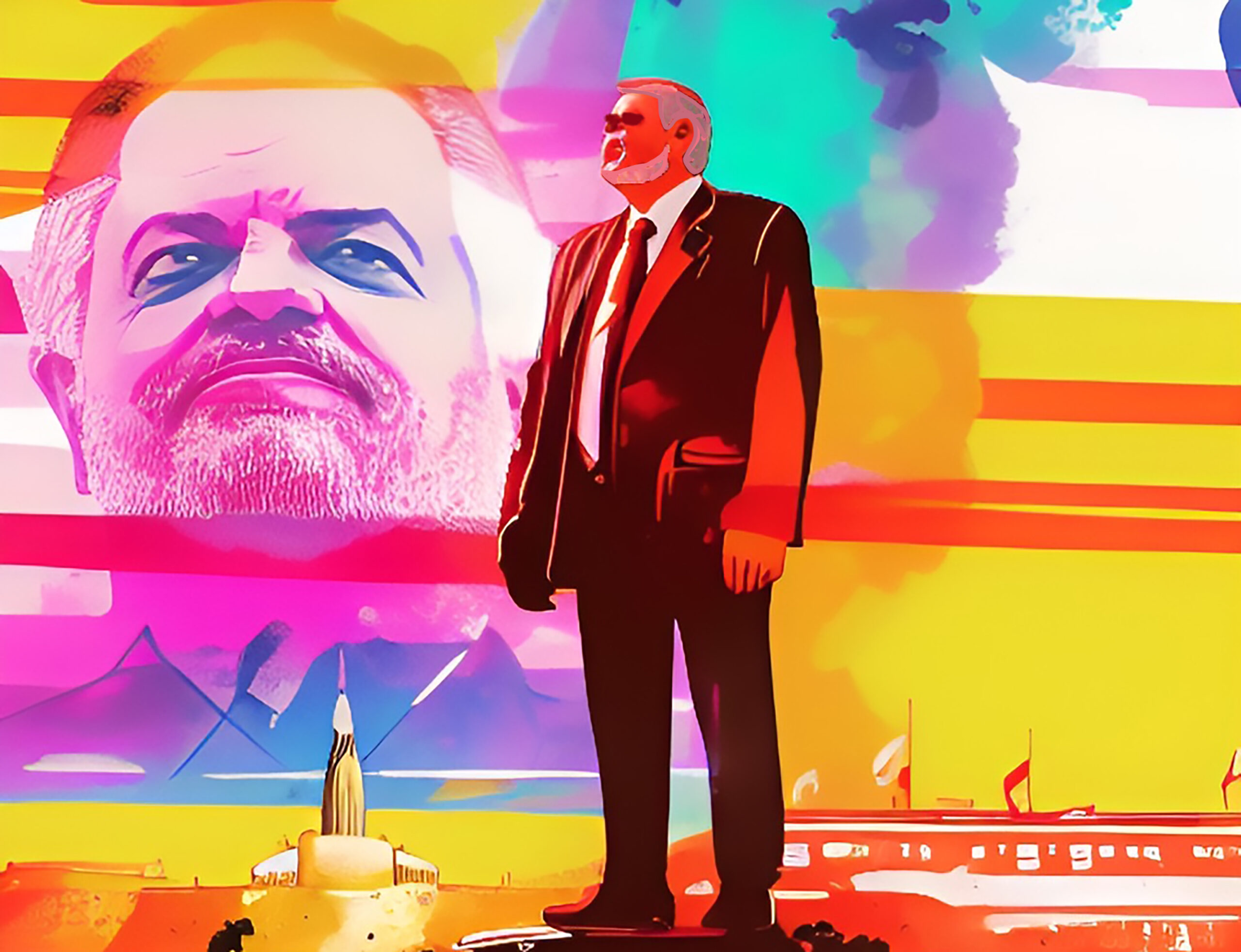 Lula e Liderança Política: Arte Vibrante