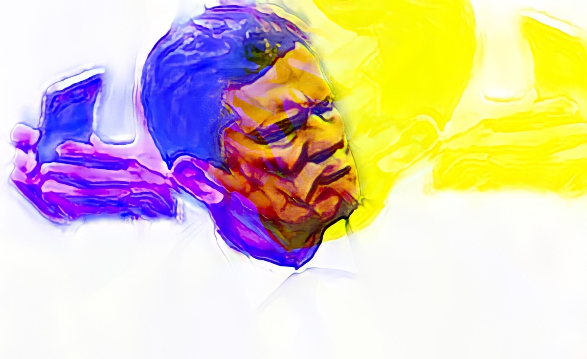 Retrato Abstrato: Pensador em Cores Vibrantes