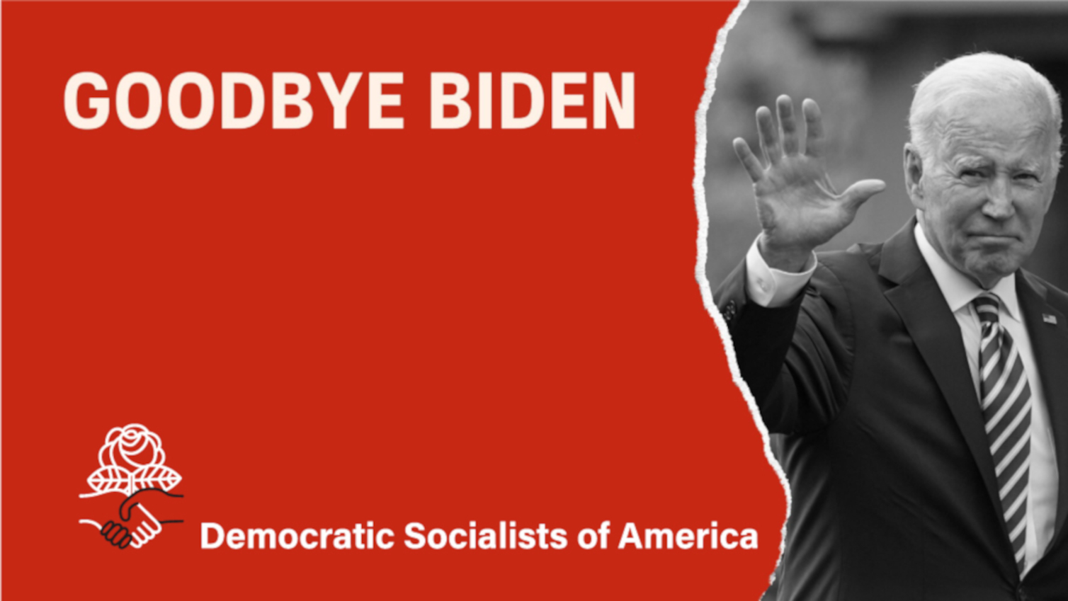 DSA pede 'Adeus Biden' em crítica progressista.