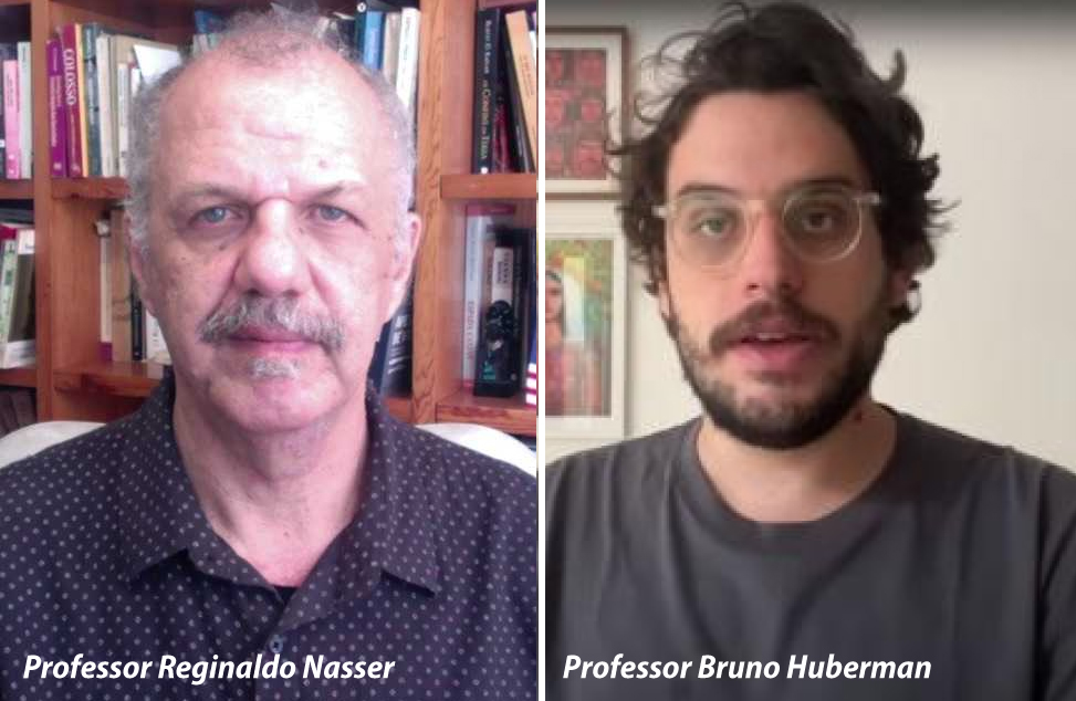 Professores Reginaldo Nasser e Bruno Huberman em destaque para análise.