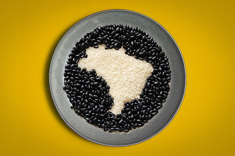 Mapa do Brasil: Arroz e Feijão em Símbolo Nacional.