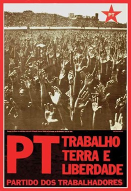 Pôster PT: Trabalho, Terra e Liberdade com Multidão 1979