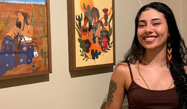 Artista exibe obras inspiradoras sobre força feminina e sertão.