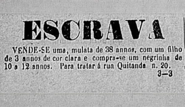 Anúncio Histórico de Venda e Compra de Escravos