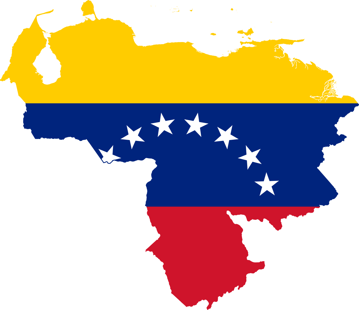 Mapa da Venezuela com Bandeira Nacional e Estrelas