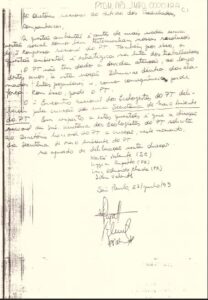 Carta endereçada ao Diretório Nacional sobre a criação da Secretaria Nacional de Meio Ambiente do PT