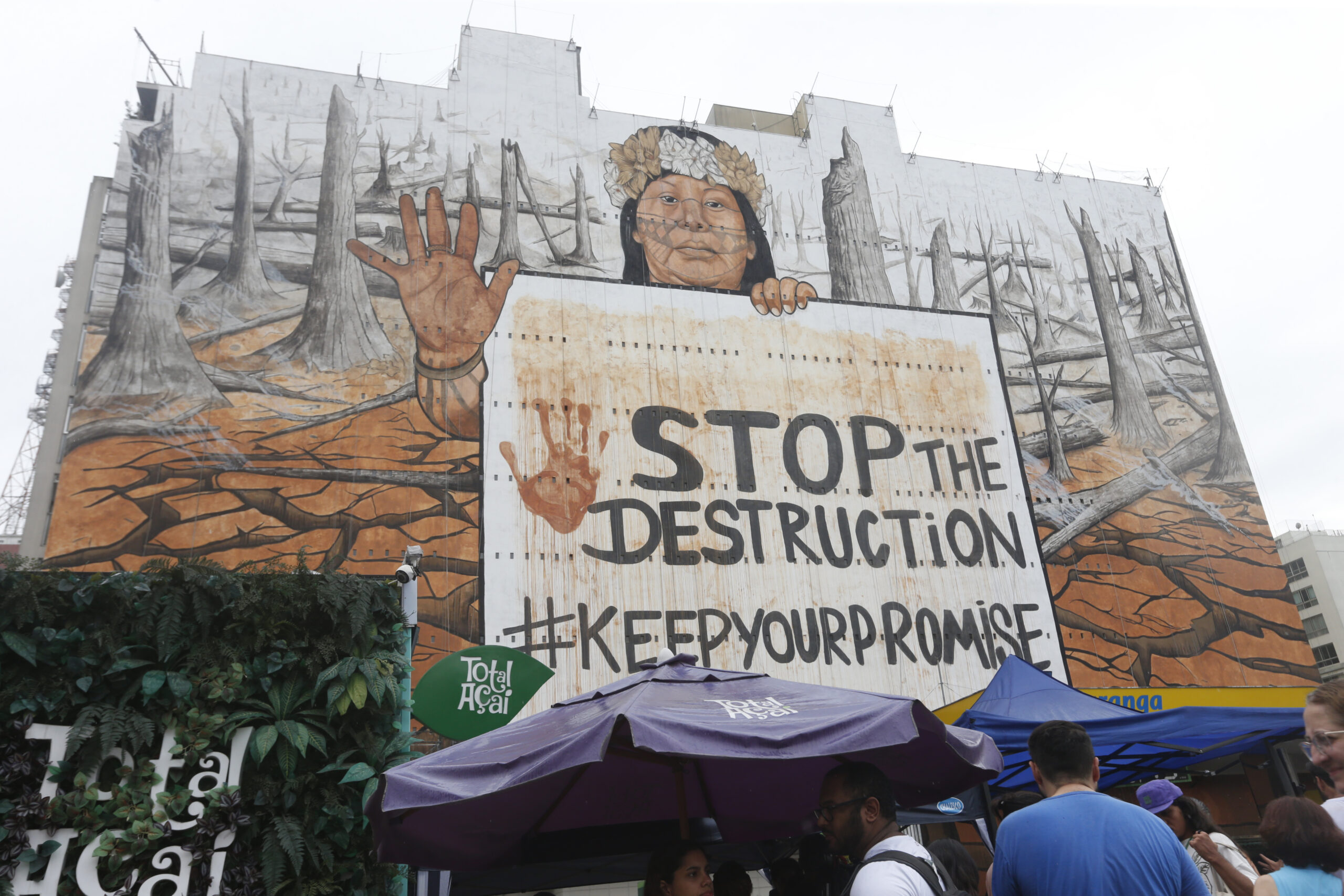Mural Amazônico: Indígena Clama Fim da Destruição
