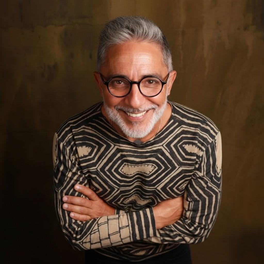 Retrato de Homem Sorridente com Barba Grisalha e Óculos